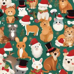 Animal clipart - animals with festive hats  