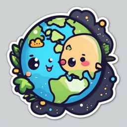 Kawaii Planet Earth sticker- Cute World Conservation, , color sticker vector art