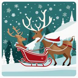 Merry Christmas clipart - reindeer pulling a sleigh  