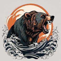 bear roaring tattoo  simple vector color tattoo