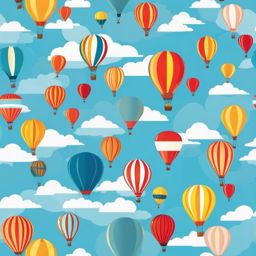 Hot Air Balloon Clipart - Colorful balloon drifting through the clear blue sky.  color clipart, minimalist, vector art, 