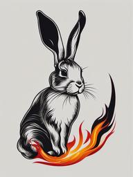 fire rabbit tattoo  minimalist color tattoo, vector