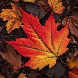 Leaf clipart - leaf with fall colors on the ground  