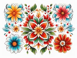 July flower tattoo, Tattoos representing the flower associated with the month of July. ,colorful, tattoo pattern, clean white background