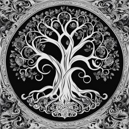 tree of life tattoo black and white design 