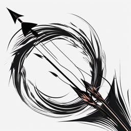 Abstract bow and arrow flames ink. Fiery passion of the archer's journey.  minimalist black white tattoo style