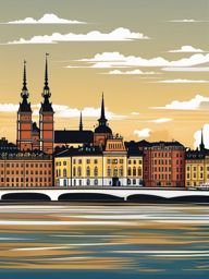 Stockholm clipart - Stockholm Palace and city islands,  color vector clipart