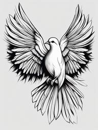 Tattoo Drawings of Doves-Creative and artistic drawings of doves, perfect for inspiration when planning dove tattoos.  simple color tattoo,white background