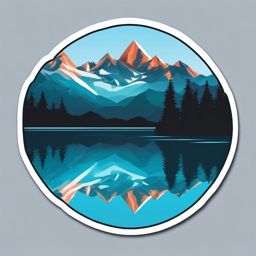 Mountain Range and Glacial Lake Emoji Sticker - Alpine serenity reflected in blue waters, , sticker vector art, minimalist design