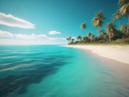 Beach Landscape - A tranquil beach landscape with palm trees and turquoise waters  8k, hyper realistic, cinematic