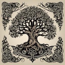 viking tree tattoo  simple vector color tattoo