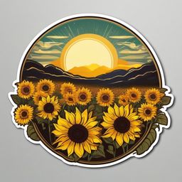 Sunflower Field sticker- Golden Blooms Radiance, , color sticker vector art