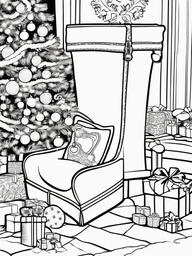 Stocking Christmas Coloring Pages  outling,coloring pages,black and whit