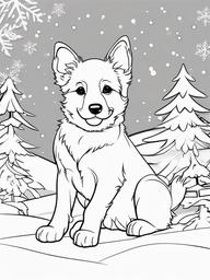 Puppy in the Snow Coloring Pages - Puppy Enjoying a Winter Wonderland  minimal black outline printable sheet, coloring page