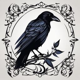 crow design tattoo  simple vector color tattoo