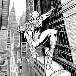 spiderman coloring pages - spider-man swings through the city, ready to save the day. 