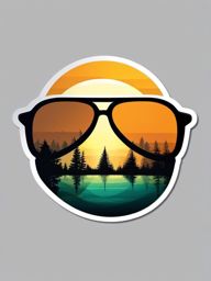 Sunglasses with Reflection in Nature Sticker - Sunglasses with a reflection of nature, ,vector color sticker art,minimal