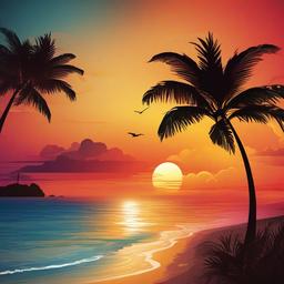 Beach background - tropical sunset background  