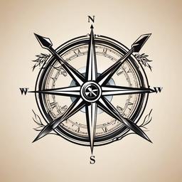 arrow compass tattoo  vector tattoo design