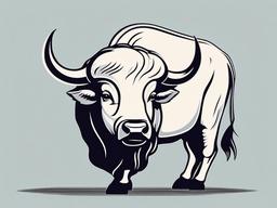 Buffalo cartoon  minimal, white background