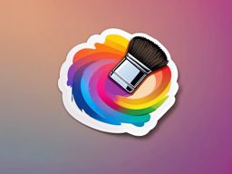 Palette with Rainbow Brush Sticker - Palette with a rainbow-colored paintbrush, ,vector color sticker art,minimal