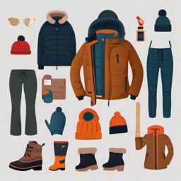 Winter Outfit Essentials clipart - Collection of winter clothing, ,vector color clipart,minimal