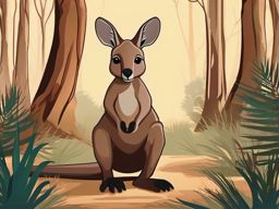 Cute Kangaroo in the Australian Bush  clipart, simple