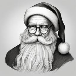 pencil sketch of santa claus  minimal rough sketch scribbles,doodles,black and white