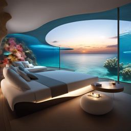 futuristic underwater resorts, offering breathtaking views of vibrant coral reefs. 