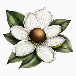 Avocado blossom ink. Floral tribute to the tree.  color tattoo style, minimalist design,white background