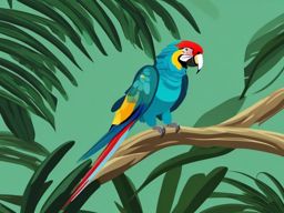 Parrot Clipart - Parrot squawking from a tropical tree , minimal, 2d