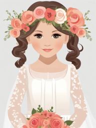 Wedding Flower Girl clipart - Adorable flower girl at the wedding, ,vector color clipart,minimal