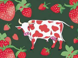 strawberry cow wallpaper aesthetic  ,desktop background wallpaper