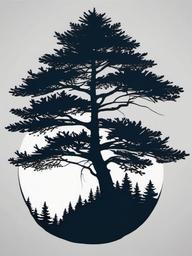 pine tree silhouette tattoo  simple color tattoo,white background