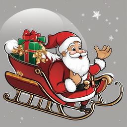 Santa clipart - Santa waving from a sleigh  