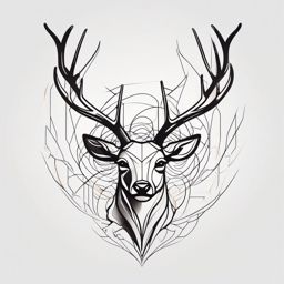 Abstract Antler Art - Express your creativity with an abstract interpretation of deer antlers in a modern art-inspired tattoo.  outline color tattoo,minimal,white background