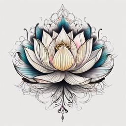 fairy lotus tattoo  simple color tattoo style,white background