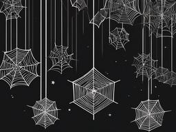 October clipart - spiderwebs hanging in a dark corner  color,minimalist,vector clipart