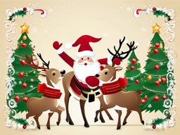 Christmas Border clipart - Santa and reindeer border design  