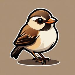 Sparrow cartoon - small, chirpy bird  cartoon sticker style