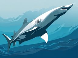 Hammerhead Shark Clipart - Hammerhead Shark patrolling the deep ocean , minimal, 2d