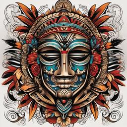 chicano tattoo aztec art  simple vector color tattoo