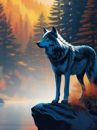 Wolf Wallpaper - Majestic Wolf in the Serene Wilderness of the North wallpaper, abstract art style, patterns, intricate