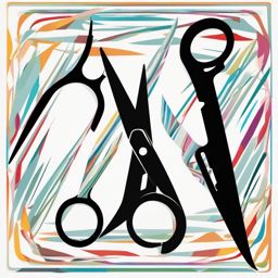 Scissors Clipart - A pair of sharp scissors poised to cut through a canvas of creativity.  color clipart, minimalist, vector art, 