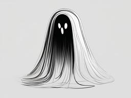 drawing of a transparent ghost  minimal rough sketch scribbles,doodles,black and white