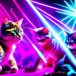 cats forming a 'laser tag championship,' chasing elusive laser dots in a frenzy. 