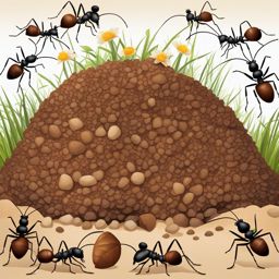 ant clipart: collaborating to build an intricate anthill. 