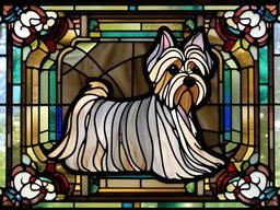 Stained Glass Yorkshire Terrier - Yorkshire terrier with bow  