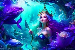 mermaid enchantress luring unsuspecting sailors into her aquatic lair with enchanting songs. 