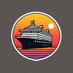Sunset and Cruise Ship Emoji Sticker - Cruise into the sunset, , sticker vector art, minimalist design